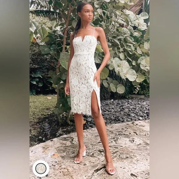 Lulus | Dresses | Lulus Amazing Allure White Crochet Lace Bodycon Midi Dress  Size S | Poshmark